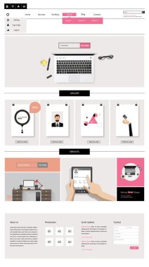 Modern düz Web sitesi şablon tasarımı.