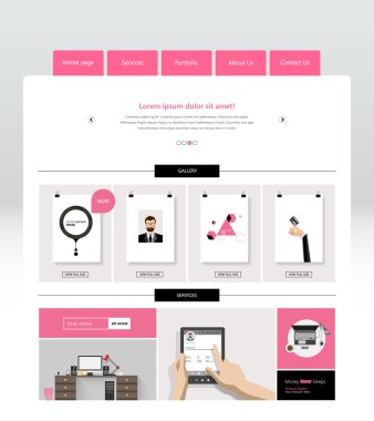 Modern düz Web sitesi şablon tasarımı.