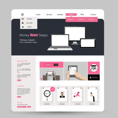 Modern düz Web sitesi şablon tasarımı.