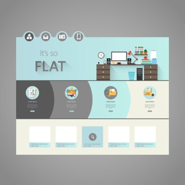 Modern düz Web sitesi şablon tasarımı.