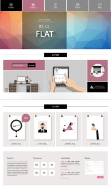 Modern düz Web sitesi şablon tasarımı.