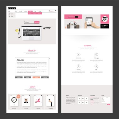 Modern düz Web sitesi şablon tasarımı.