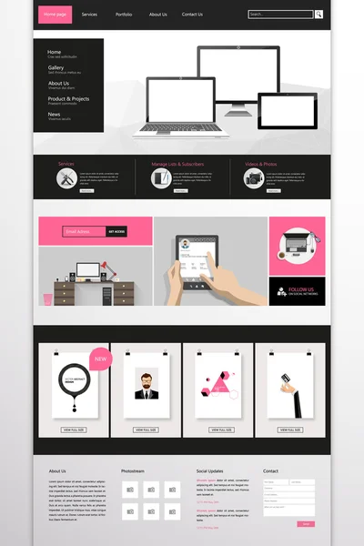 Modern Flat Website Template Design. — Stock Vector