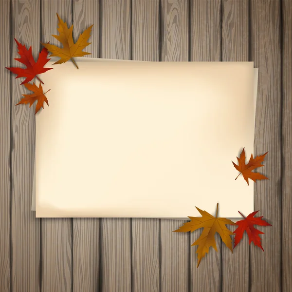 Tablero y hojas de otoño . — Archivo Imágenes Vectoriales