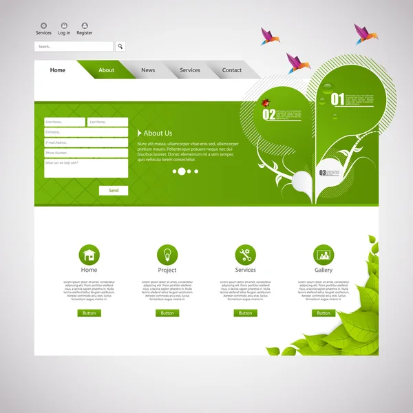 Minimalistische Eco groen Website Design — Stockvector