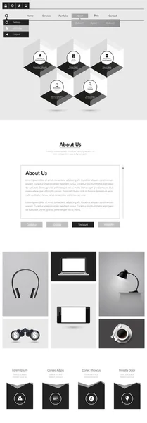Design minimalista del sito web di una pagina — Vettoriale Stock