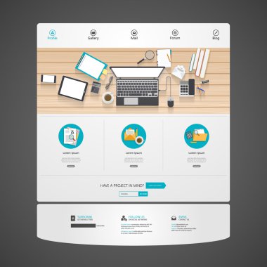 Modern düz Web sitesi şablon tasarımı.