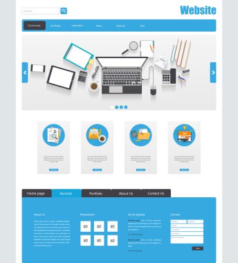 Modern düz Web sitesi şablon tasarımı.
