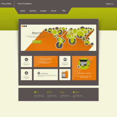 Düz renkli web sitesi şablon tasarımı