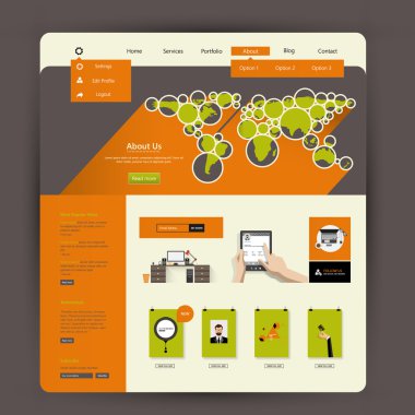 Düz renkli web sitesi şablon tasarımı