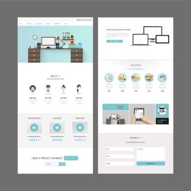 Modern düz Web sitesi şablon tasarımı.