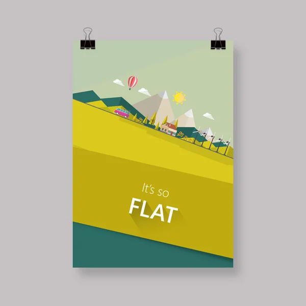 Eco folheto ou design de capa com paisagem — Vetor de Stock