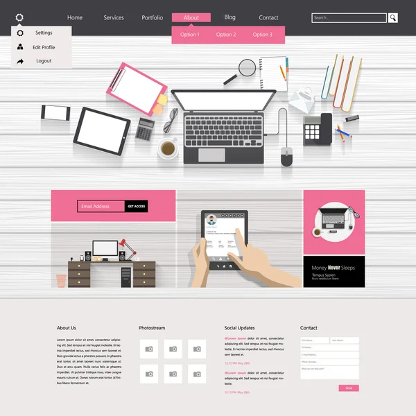 Design de modelo de site plano moderno . — Vetor de Stock