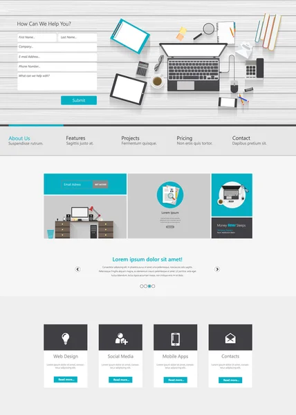 近代的なフラット ウェブサイト テンプレート — ストックベクタ