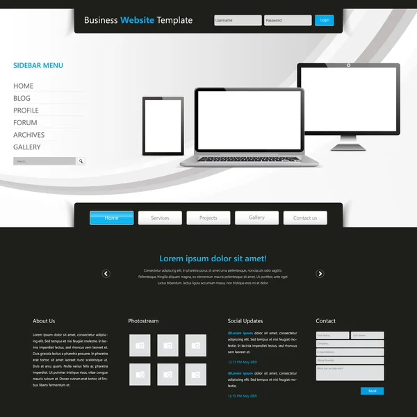 Modern iş web sitesi şablon tasarımı — Stok Vektör