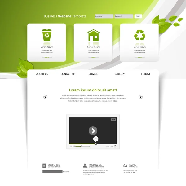 Eco Business Website Template Design — Stock Vector