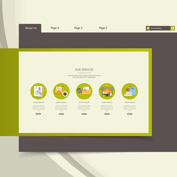 Düz renkli web sitesi şablon tasarımı — Stok Vektör