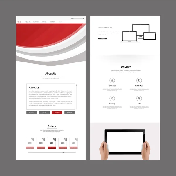Modelo de design de site de página comercial —  Vetores de Stock