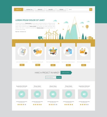 Düz sayfa web sitesi tasarım şablonu