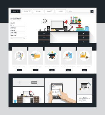 Modern düz Web sitesi şablon tasarımı.