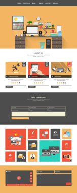 Modern düz Web sitesi şablon tasarımı.