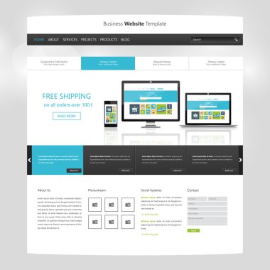 Modern düz Web sitesi şablon tasarımı.