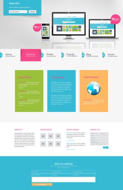 Modern düz Web sitesi şablon tasarımı.