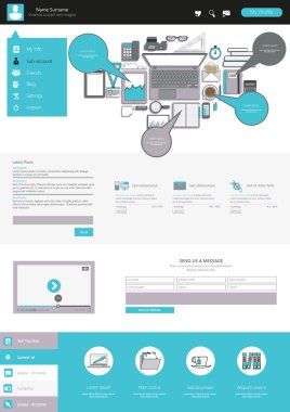 Modern düz Web sitesi şablon tasarımı.