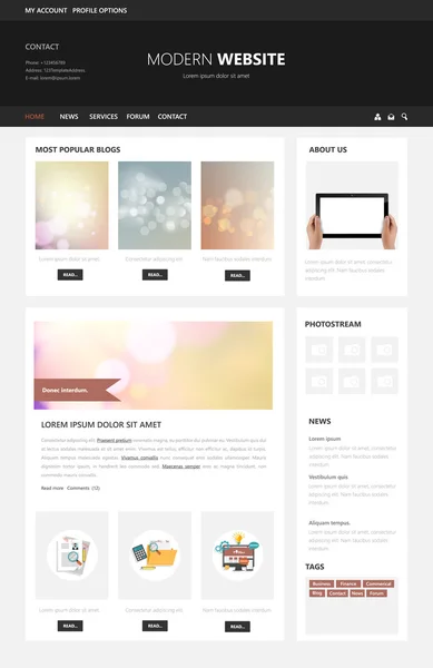 Business page website design vorlage — Stockvektor