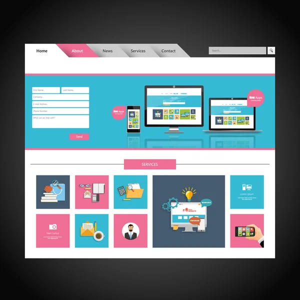 カラフルなビジネス web サイトのデザイン テンプレート — ストックベクタ