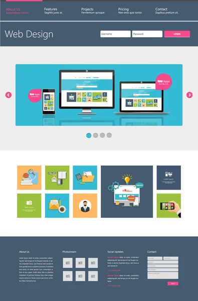 Шаблон дизайна сайта — стоковый вектор