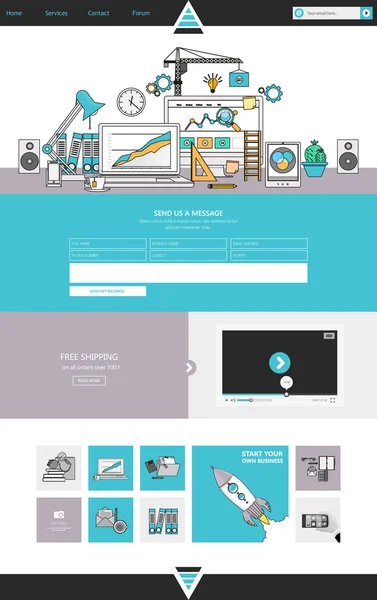 Diseño de plantilla de sitio web plano moderno . — Vector de stock