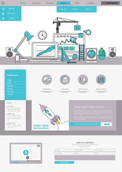 Plantilla de sitio web creativa de color minimalista — Vector de stock