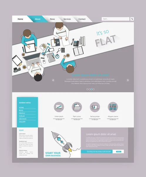 Minimalistisch gefärbte moderne Website-Vorlage. — Stockvektor
