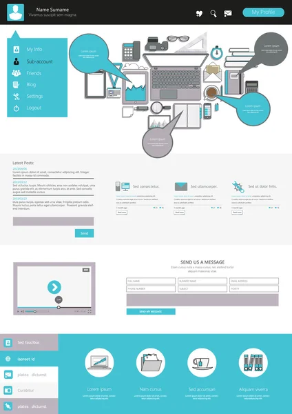 Diseño de plantilla de sitio web plano moderno . — Vector de stock