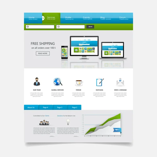 Corporate Website mallen design — Stock vektor