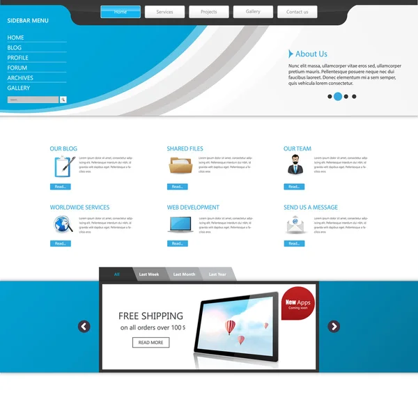 Corporate Website template design Stock Illustration