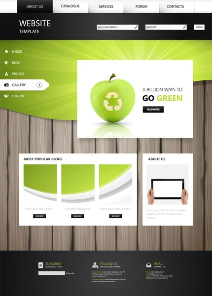 Verde Eco Sitio web de diseño — Vector de stock