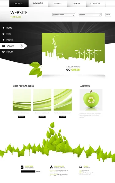 Profesional Verde Eco Página Web — Vector de stock