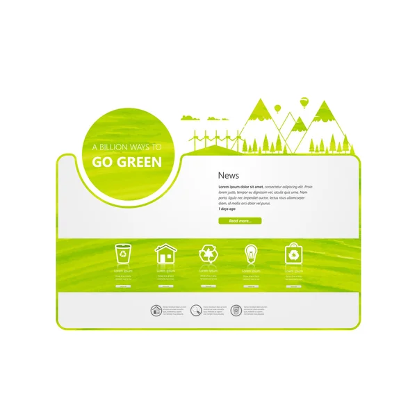 Minimal Green Eco Sitio web de diseño — Archivo Imágenes Vectoriales