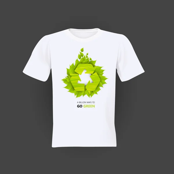 Zelená Eco recyklaci T-shirt Design — Stockový vektor