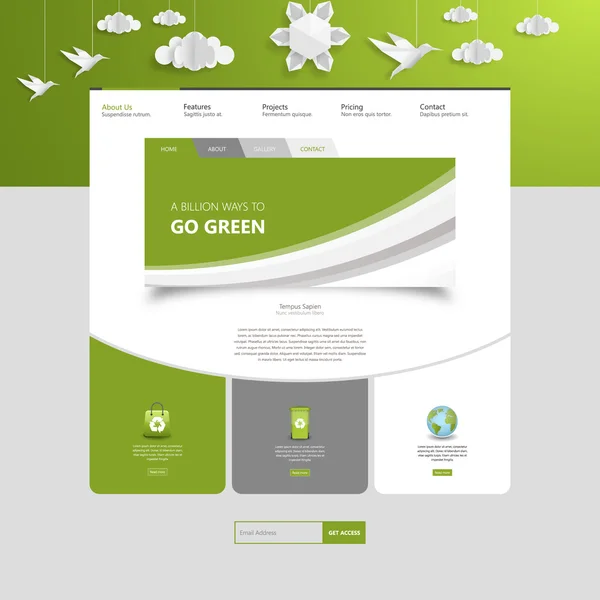 Verde Eco Sitio web de diseño — Vector de stock