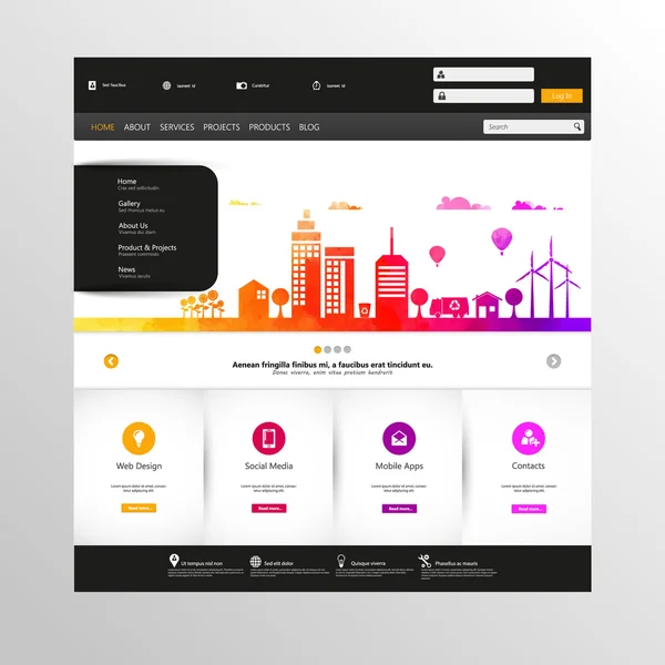 Diseño colorido del sitio web — Vector de stock