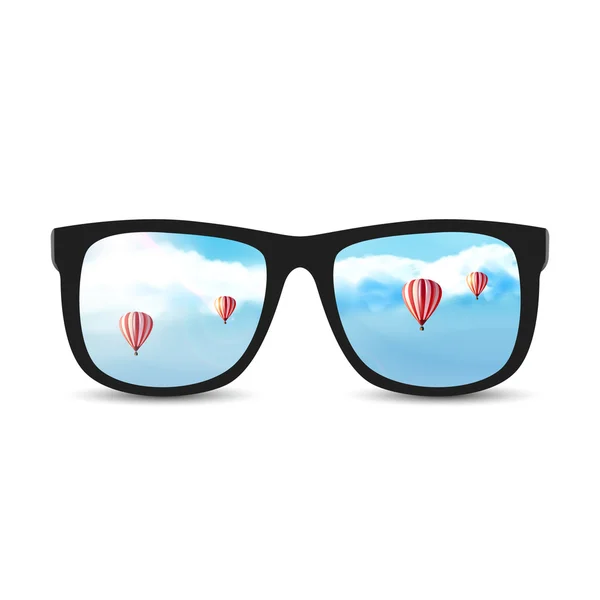 Solglasögon med blå molnigt sommarhimmel — Stock vektor