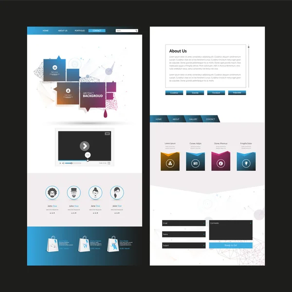 Templat desain situs web satu halaman - Stok Vektor