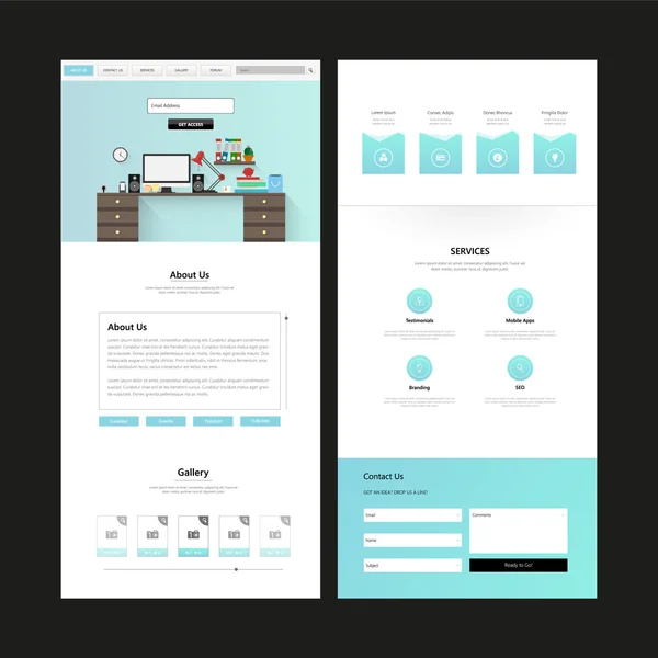 Business page website design vorlage — Stockvektor