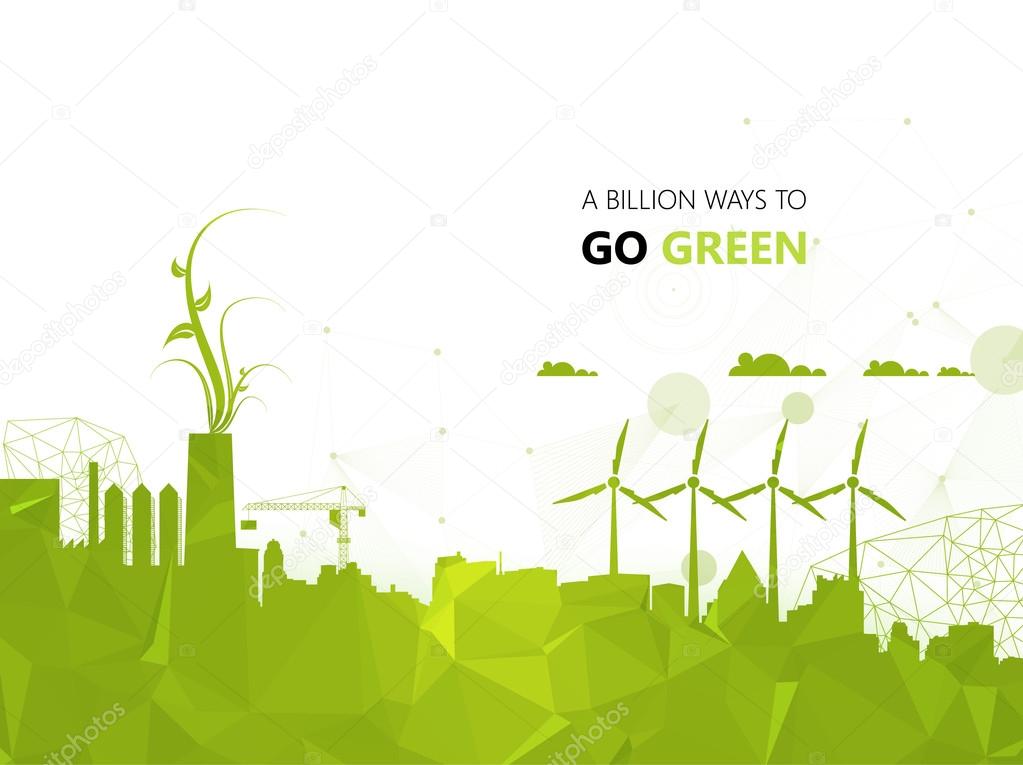 Green Eco City Polygon Background