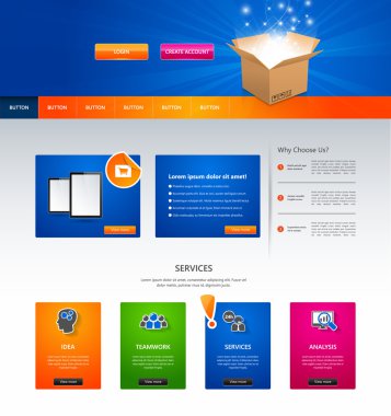 Flat Colorful Website Template Design Vector