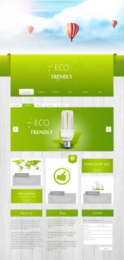 Eco One Page Website Design for Your Business with hot air balloons realistic illustration.