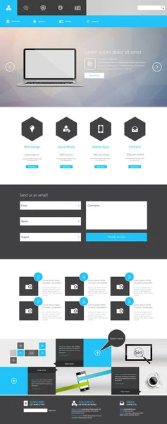 Plantilla de sitio web moderna de una página Se puede utilizar el sitio web sensible en dispositivos de pantalla táctil . — Archivo Imágenes Vectoriales